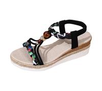 Women's Summer Shoes 2026 Stylish Women's Sandals for Casual Holidays Beach Work Comfortable Slip-On Design with Elegant Comfort Lightweight Sandals, black, 6 UK