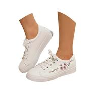 Women's Summer Shoes Comfortable 2026 Casual Embroidered Design White Comfortable Everyday Slippers with Breathable and Elegant Spring Beige Orthopaedic Shoes, White, 8 UK
