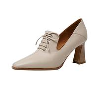 Women's Summer Shoes Comfortable 2026 French Single Shoes in Retro Style in English Style with Thick Heel for Women Elegant Casual White Slippers, a, 6 UK