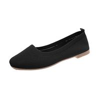 Women's Summer Shoes Comfortable 2026 Spring Women's Casual Shoes Flat Floor Square Toe Fly Woven Comfortable Elegant Comfort Wide Feet Women's Shoes, black, 8.5 UK