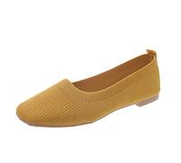 Women's Summer Shoes Comfortable 2026 Spring Women's Casual Shoes Flat Floor Square Toe Fly Woven Comfortable Elegant Comfort Wide Feet Women's Shoes, yellow, 5 UK