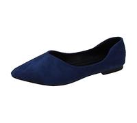 Women's Summer Shoes Comfortable 2026 Women's Summer Fashion Plain Simple Flat Bottom Flat Mouth Large Size Single Elegant Casual Outdoor Summer Shoes, blue, 7 UK