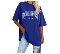 Women's Summer Short Sleeve Basic T-Shirts Tops Graphic Clothing Oversized Casual Tops T Shirt Women's Sexy, blue, XL