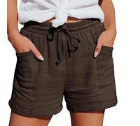 Womens Summer Shorts Set Solid Drawstring Summer Shorts with Pockets Ladies Elastic Waist Tracksuit Bottoms Loose Casual Pants Prime with Day Deals 2025 Coffee