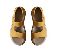 Women's Summer Simple Outdoor Sandals, Beach Sandals, Open Toe Leisure Sandals, Comfy Wide Feet Summer Shoes, Hundred Women's Sandals, Lightweight Breathable Leisure Sandals, yellow, 4 UK