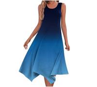 Women's Summer Sleeveless Crewneck Tank Dress Casual Tie Dye Gradient Flowy Swing Dress Women's Nightdresses Soft Tank Sleep Dress Nightwear Nightgown Women's Basic Maxi Dress S-2XL Sale Clearance