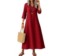 Women's Summer Sleeveless Linen Maxi Dress Shift Dresses for Women UK Long Classic Flowy Solid Color Sleeve V Neck Cotton with Hemline (White, L)