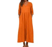 Women's Summer Sleeveless Linen Maxi Dress Womens Plus Size Boho Dresses Oversized Flowy Solid Color 3/4 Sleeve V Neck Cotton with Pockets White for Women UK (Purple, M)
