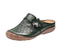 Womens summer Slip on shoes Hollow Breathable Flat Sandals, Hot Season Airflow Open Soft Footbed Cushioned Flats Closed Toe Seaside Walking Footwear
