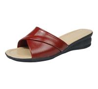 Women's Summer Slippers, Mules, Women's Leather Rubber Sole, Slippers, Open Back, Sandals, Soft, Comfortable Women's Shoes, Women's Beach Shoes, Lightweight Slippers, Elegant Mules, A red, 5 UK