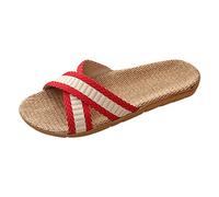 Women's Summer Soft Sole, Beach Shoes for Men and Women, Flat Non-Slip Bathing Shoes, Solid Coloured House Slippers for Indoor Classic Shoes, Bath Slippers, red, 7 UK