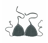 Women's Summer Solid Color Crochet Halter Triangle Tie Side Bikini Top Swimsuit Bras Bralette Knit Bra Bikini Sales,Clearance Light Blue S