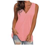 Women's Summer Sports Top Women's Long Comfortable Sleeveless Sports Vests Light Airy Tank Top V Neck Tank Tops Casual Sleeveless Undershirts Basic Sports Tops Loose Casual Blouse, pink, XXL