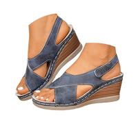 Women's Summer Sports Wedge Sandals Thick Fishmouth Sole Slip on Casual Versatile Comfortable Women's Sandals Suitable for Beach Holidays and Leisure