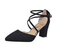 Women's Summer Square Heel Sandals with Strap Closed Toe Pumps Elegant and Chic Evening Shoes Pointed Toe Comfortable Shoe Walking Sandalette Sandal, Black, 4 UK