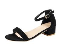 Women's Summer Stiletto Sandals Summer One Belt Middle Heel Shoes Casual Sandals Party Shoes with High Heel Slip On Slippers Pumps Summer Shoes Beach Sandals Holiday Slippers, black, 4 UK