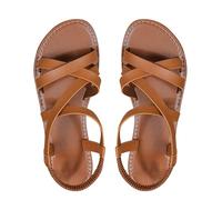 Women's Summer Strappy Sandals Flat Sandals Adjustable Casual Fisherman Sandals Women's Open Toe Wedding Sandals Breathable Lightweight Beach Shoes Barefoot Shoes, brown, 8 UK