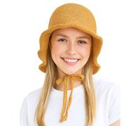Womens Summer Straw Sun Hat - Sun Protection, Breathable Crochet Woven Bucket Hat, Foldable, Lightweight, Quick Dry, Beach Travel, Holiday Beige