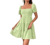 Women's Summer Sweetheart One Neckline Dress Spaghetti Strap Sleeveless Sundress Boho Beach Party Ruffle Midi Dress A-Line Holiday Vacation Cocktail Dresses Stretchy Comfort Plain Casual Outfit