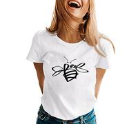 Women's Summer T-shirts Bee Printed Short Sleeve Tshirt Round Neck Cotton Soft Tee Top Ladies Solid Lightweight Comfortable Tunic Tops Women's Blouses & Shirts World Bee Day T Shirts Women