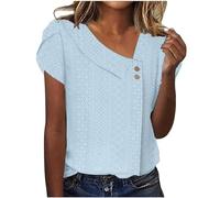 Womens Summer T Shirts - Cotton Oversized Womens Scrub Tops Women's T-Shirt Short Sleeve Velvet Tops for Women UK Short Sleeve Satin Tops for Women UK Short Sleeve Tops Women Light Blue