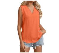 Women's Summer Tank Top Raw Hem Sleeveless Vest V-Neck Tank Tops Large Size Solid Colour Casual T Shirt Loose Lightweight Breathable Trendy Cheap Tank Top for Beach Travel Holiday