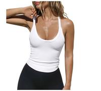 Women's Summer Tank Top U-Neck Sports Ribbed Vest - Y2k Sleeveless Spaghetti Straps Slim Fit Basic Stretchy T-Shirts Sexy Chic And Elegant Casual Cheap Daily Camisole