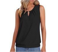 Womens Summer Tank Tops Eyelet Embroidery Tunic Shirts Sleeveless Keyhole Camisole Vest Crew Neck Casual Tshirts Going Out Tops Fashion Outfits Trendy Beach Vacation Clothes