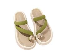 Women's Summer Thong Sandal Slippers Toe Post Slip On Sliders Elegant Summer Sandals for Ladies Indoor Oudoor House Beach Vacation Pool (Green, 4)