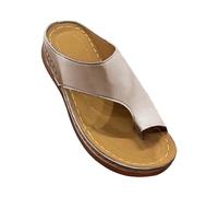 Women's Summer Toe Separator Mules with Wedge Heel Sandals Orthopaedic Sliders Orthopaedic Slippers Outdoor Mules Platform Slide Open Toe Slippers, Rose Gold, 8.5 UK