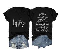 Women's Summer Top Cotton "Let Them Misunderstand You" T-Shirt for Women Inspirational Graphic T-Shirts Casual Short Sleeve Shirt with V-Neck Motivational Lightning Offers Today Women, black, XXL
