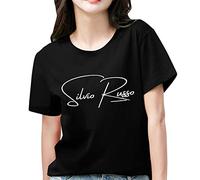 Women's Summer Top Print Casual T-Shirt Letter Pattern Fashion Loose Short Sleeve Bad Button Women, black, XXL