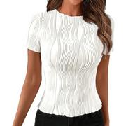 Women's Summer Tops 2024 UK Sale Casual Short Sleeve Crewneck Slim Fit T Shirts Basic Knit Y2K Top Textured Blouse Business Casual Outfits Tees Blouses Basic Plain Tee Blouses for Women Trendy