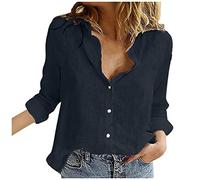 Womens Summer Tops Casual V Neck Blouses Online Thank You Teacher Gifts Workout Gym Fashion Women's Loose Button Solid Lapel Long Sleeves T Shirt Blouse Tops Womens Clothes Sale Clearance Black