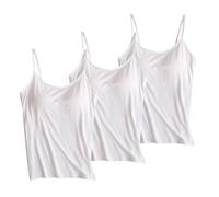 Womens Summer Tops Multipack Camisole Vest Tops Built in Bra 2 in 1 Padded Tees Yoga Sports Sleeveless Ladies Cami Shirts Gym Running Strappy Comfort Vests Sleeping Loungewear