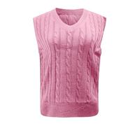 Womens Summer Tops Neck Top Long Gym Top For Women Ladies' Solid Color Knit Vest Pullover V Neck Vest Sweater Sleeveless Vest Ladies Evening Tops (Pink, XXXL)