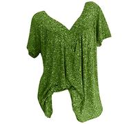 Women's Summer Tops UK Plus Size - Ladies Floral T Shirts Elegant Hide Belly Short Sleeve Casual Boho V Neck Tshirts Oversized Pleated Vacation Tunic Tops Going Out Boho Dressy Blouses