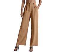 Womens Summer Trousers Interview Trendy Loose Comfortable Motorcycle Leather Drawstring Cotton Plaid Class Elastic Waist Business Trousers for Women(Khaki,XXL)