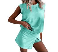 Womens Summer Two Piece Outfits Tennis Tracksuits Sleeveless Tank Tops with Skorts Skort Y2K Sport Workout Outfits 2 Piece Lounge Sets Women Sleeveless Gym Top & Skirt Bottom Built in Shorts