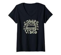 Womens Summer Vibe Funny Graphic V-Neck T-Shirt