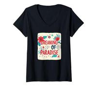 Womens Summer Vibes and Dreaming of Paradise Costume V-Neck T-Shirt