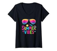 Women's Summer Vibes Last Day of School Ready for Summer Vacation V-Neck T-Shirt