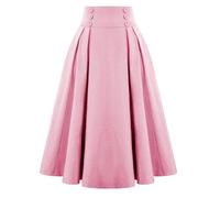 Women's Summer Vintage Casual Skirt Length Elastic Waist Flared Women's Skirt Midi Long Casual Versatile Skirt Women High Waist Elegant Loose Slimming Skirt Maxi Skirt, pink, M