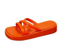 Women's Summer Walking Sandal Slippers Comfortable Slip On Sliders Elegant Summer Sandals for Ladies Indoor Oudoor House Beach Vacation Pool (Orange, 5)