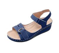 Women's Summer Wedge Heel Sandals with Adjustable Strap, Comfortable Everyday Sandals, Lightweight Breathable Casual Shoes, Non-Slip Beach Sandals, Elegant Summer Shoes, Comfort Shoes for Women, blue