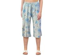 Women's Summer Wide Leg Culottes Stretchy Elasticated Waist Cropped Palazzo Shorts (Daisy Blue S-M)