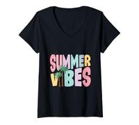 Women's Summertime Paradise Trees V-Neck T-Shirt