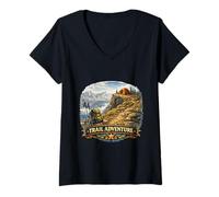 Women's Summit Path Trekking Journey Mountain Explorer V-Neck T-Shirt