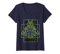 Womens Summon The Ancient Power of Anubis Egyptian God Warrior V-Neck T-Shirt