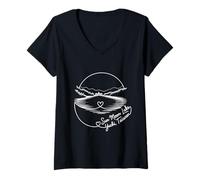Womens Sun Moon Lake, Yuchi, Taiwan Signature Heart Art Souvenir V-Neck T-Shirt
